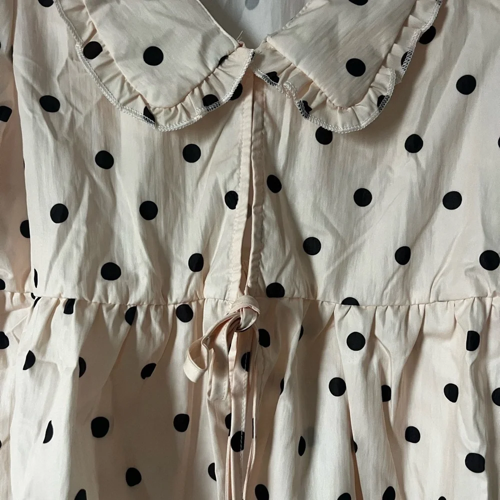 Polka Dot Ruffle Collar Top